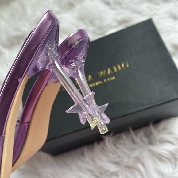 HP🌙[ Azalea Wang ] Rhinestone Star Heel Minnie Purple Peep Toe Heels - Picture 10 of 14